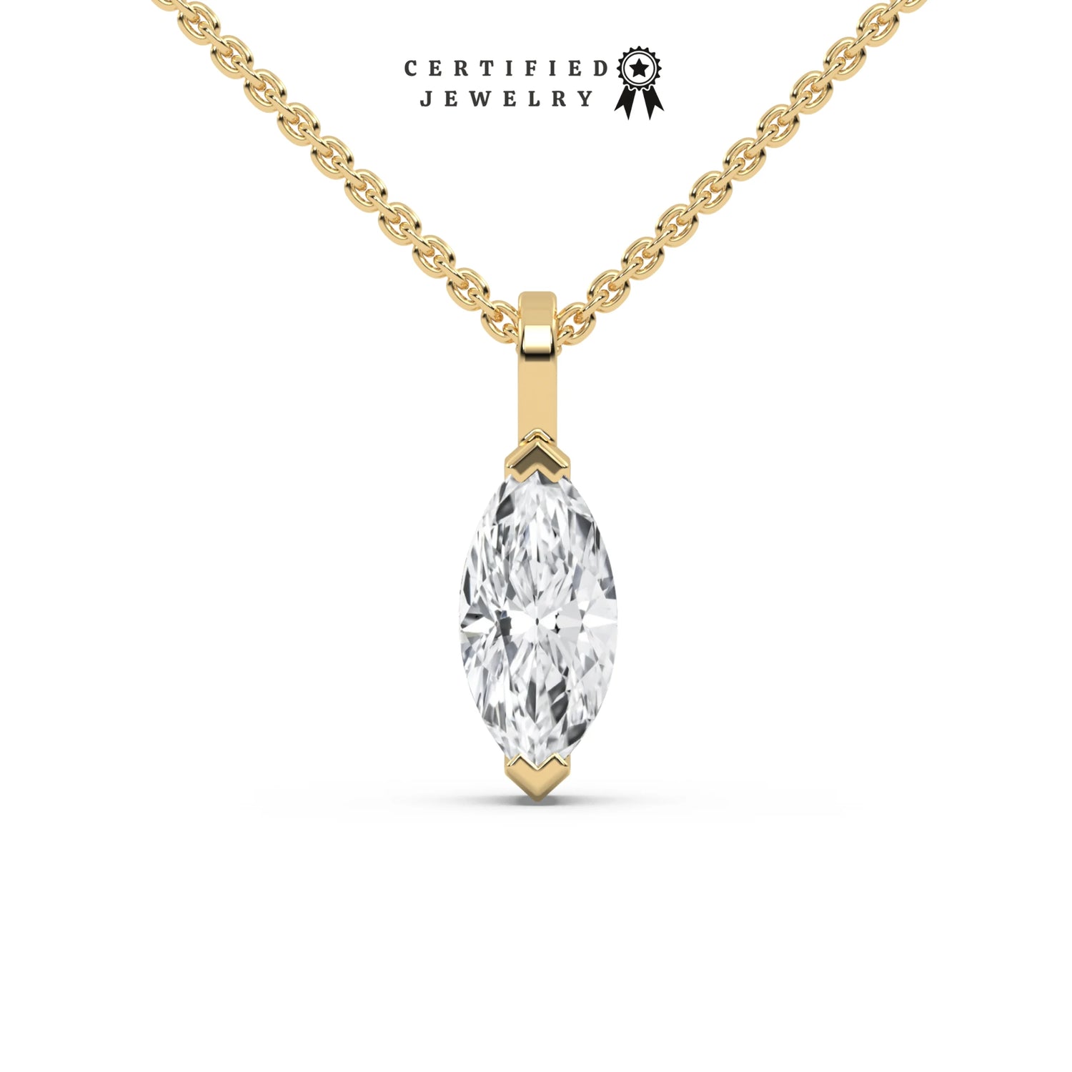 3 CT Lab Diamond Marquise Solitaire Pendant