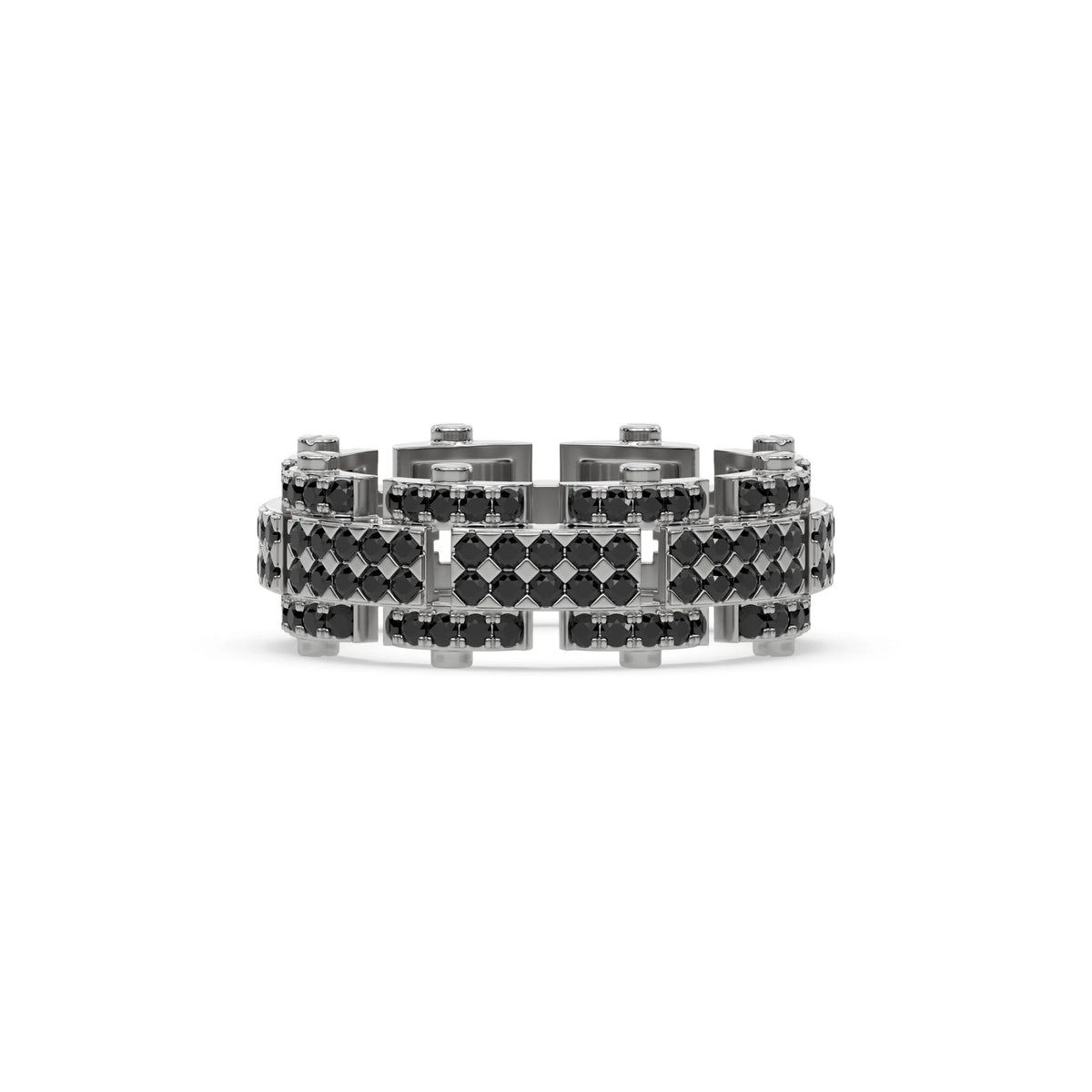 1.25 CT Black Natural Diamond Dual Tone Eternity Ring