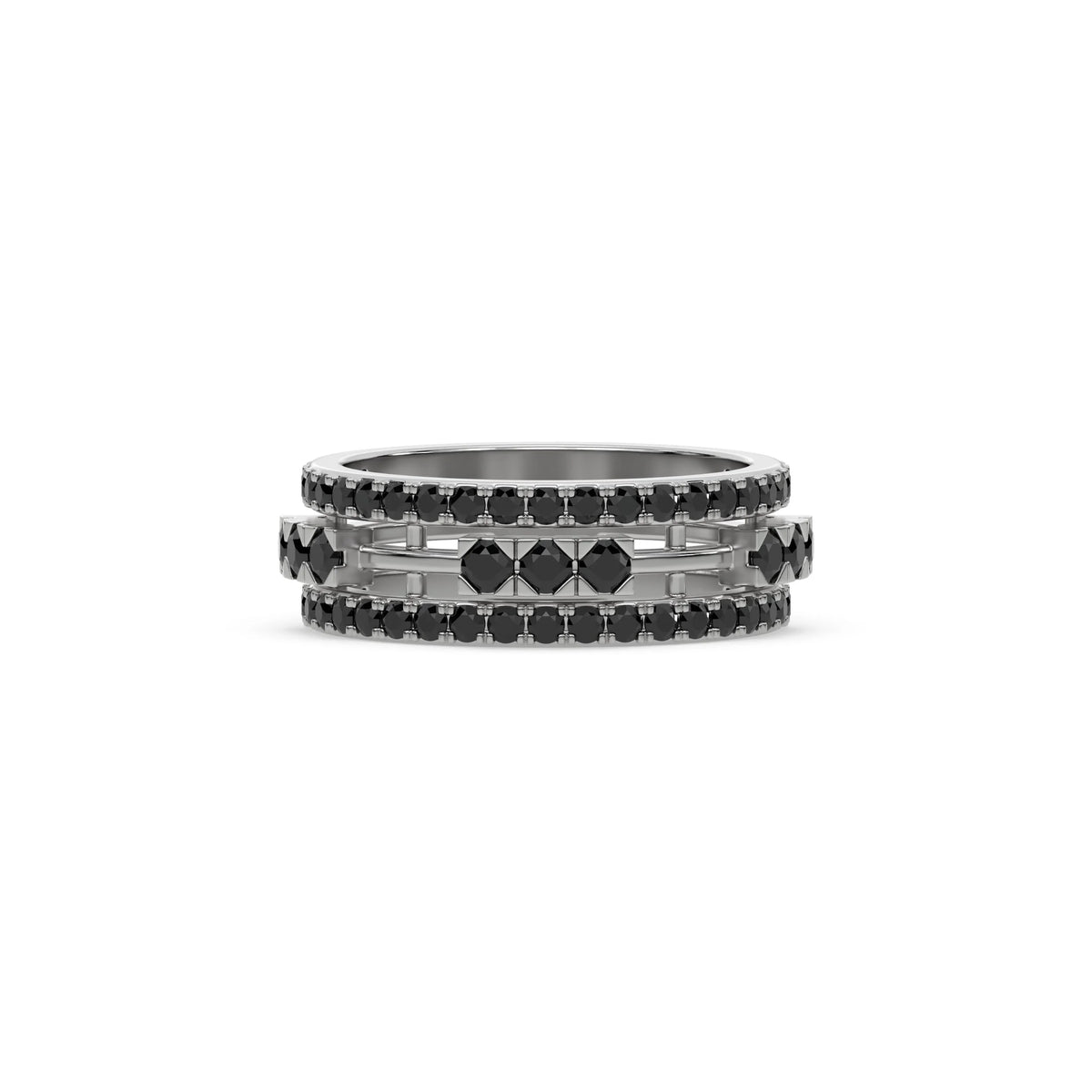 1.55 CT Black Natural Diamond Two Tone Eternity Ring