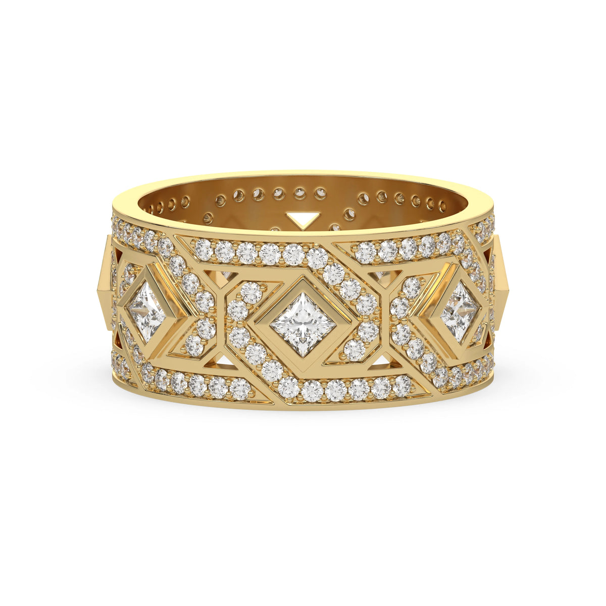 14K Yellow Gold Princess Cut Diamond Eternity Ring