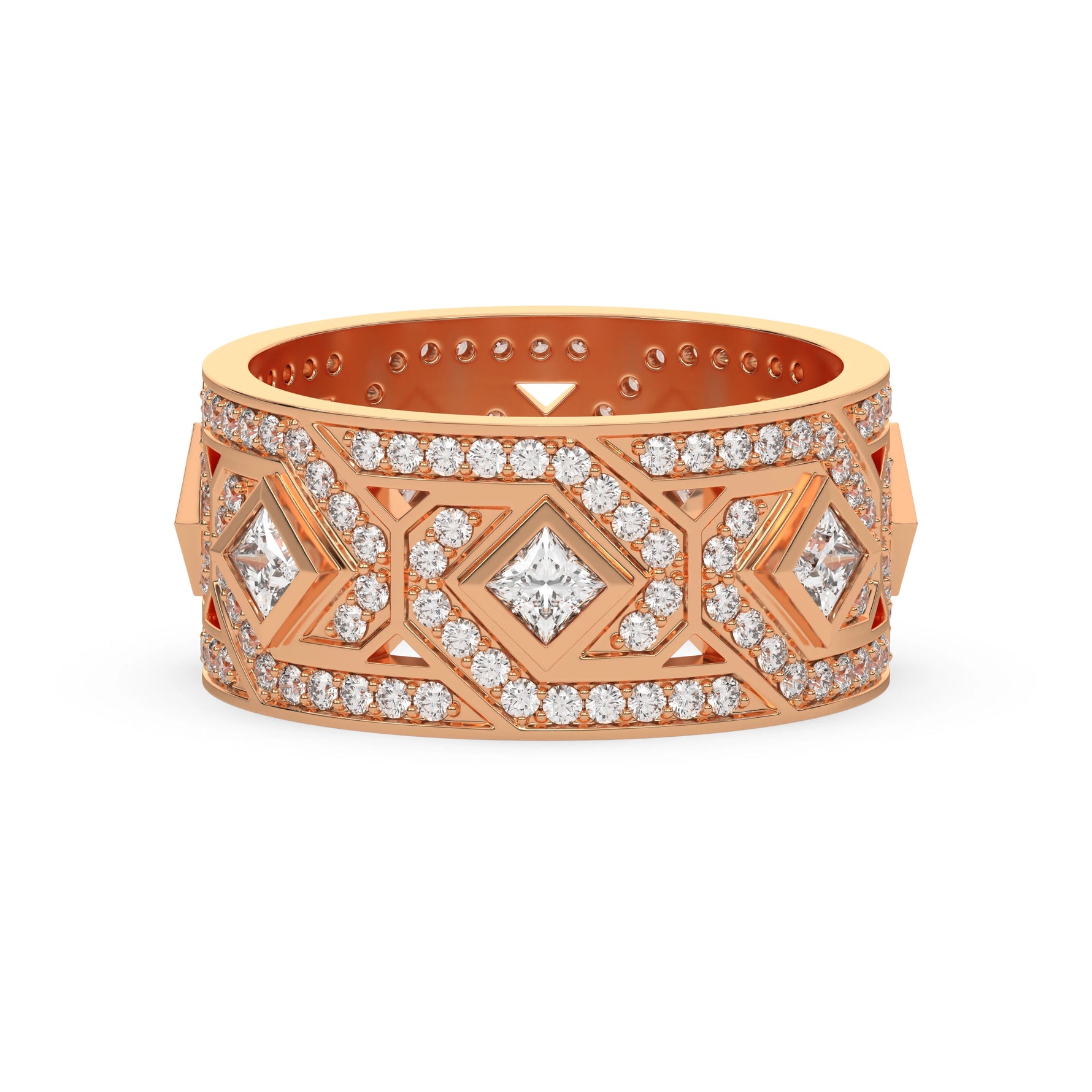 14K Rose Gold Princess Cut Diamond Eternity Ring