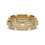 14K Yellow Gold Princess and Round Diamond Eternity Band 