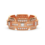 14K Rose Gold Princess and Round Diamond Eternity Band 