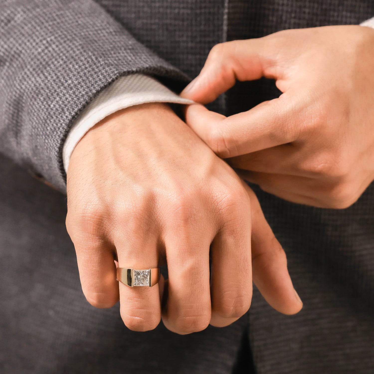 Mens Princess Solitaire Engagement Ring