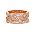 14K Rose Gold Mens Round Diamond Cluster Eternity Ring