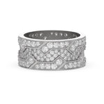 14K White Gold Mens Round Diamond Cluster Eternity Ring