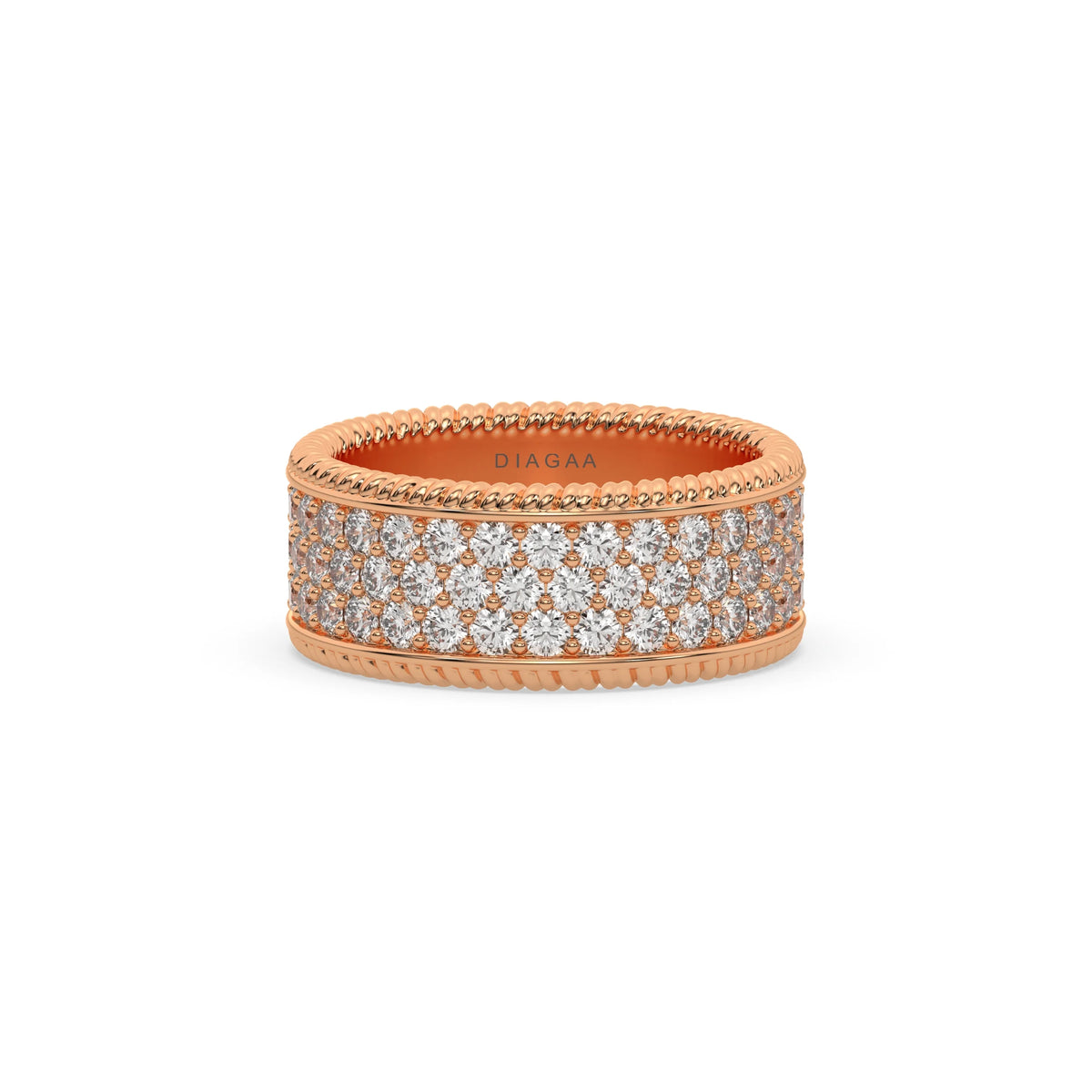 14K Rose Gold Round Rolex Diamond Ring