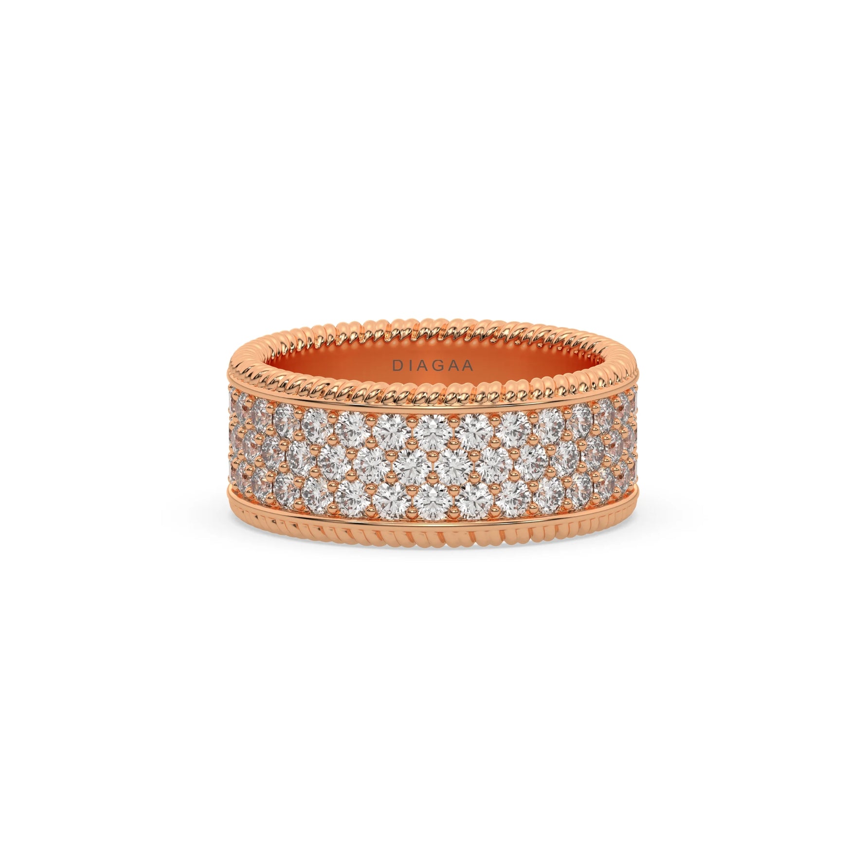 14K Rose Gold Round Rolex Diamond Ring