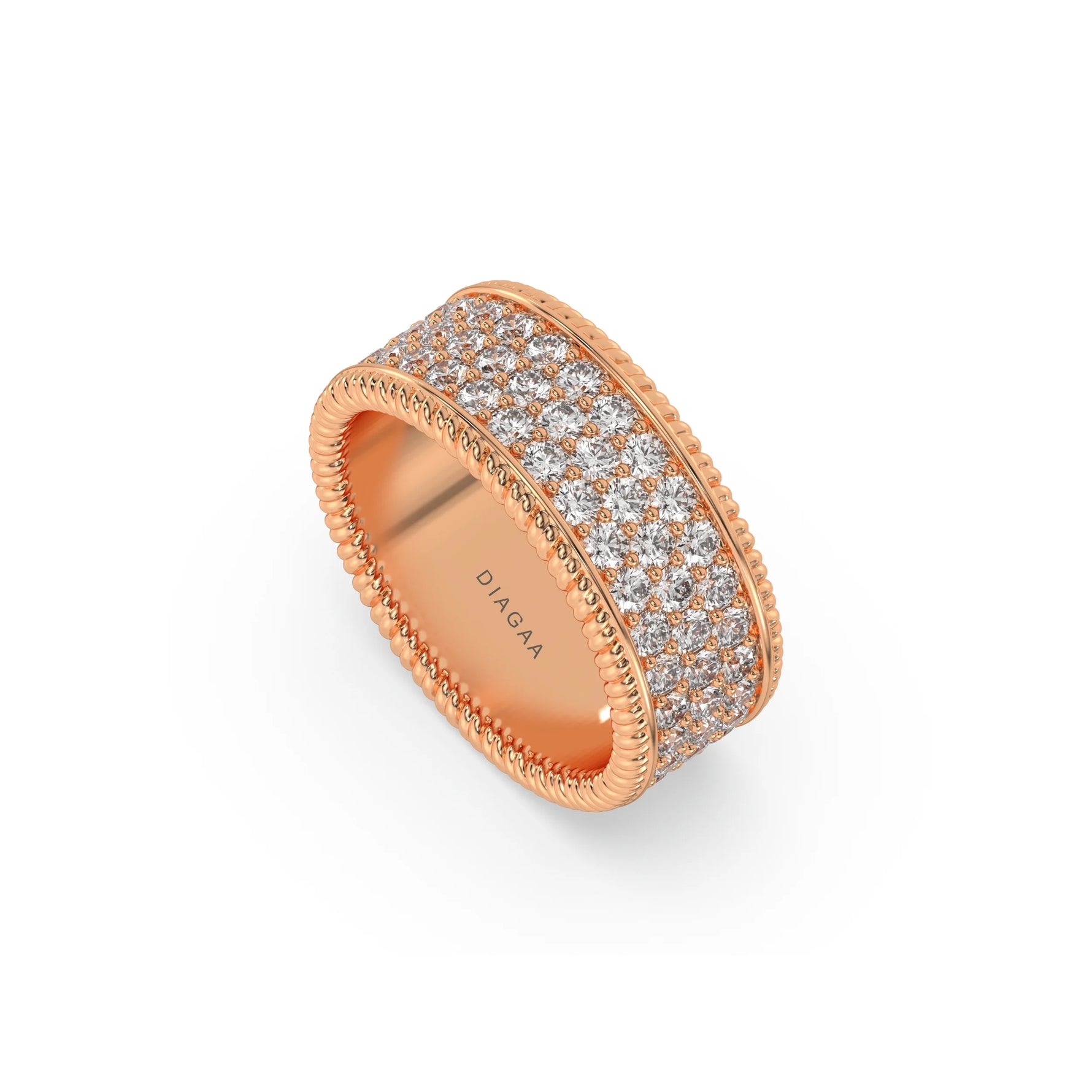 18K Rose  Gold Round Rolex Diamond Ring