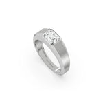 18K White Gold Mens Tiffany Emerald Cut Diamond Ring