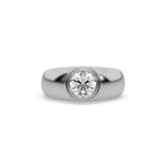 14K White Gold Mens Tiffany Round Solitaire Ring