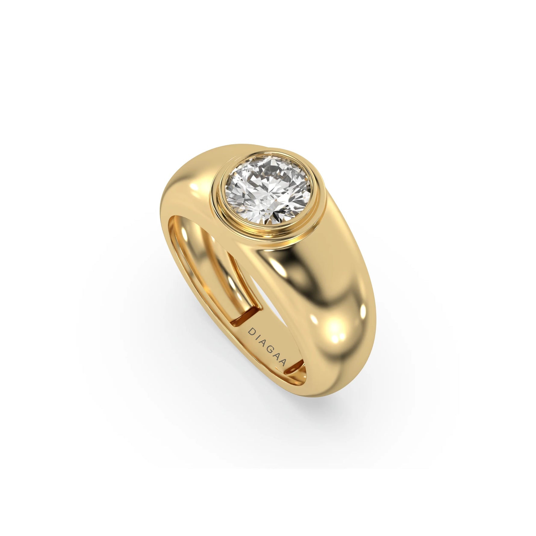 18K Yellow Gold Mens Tiffany Round Solitaire Ring