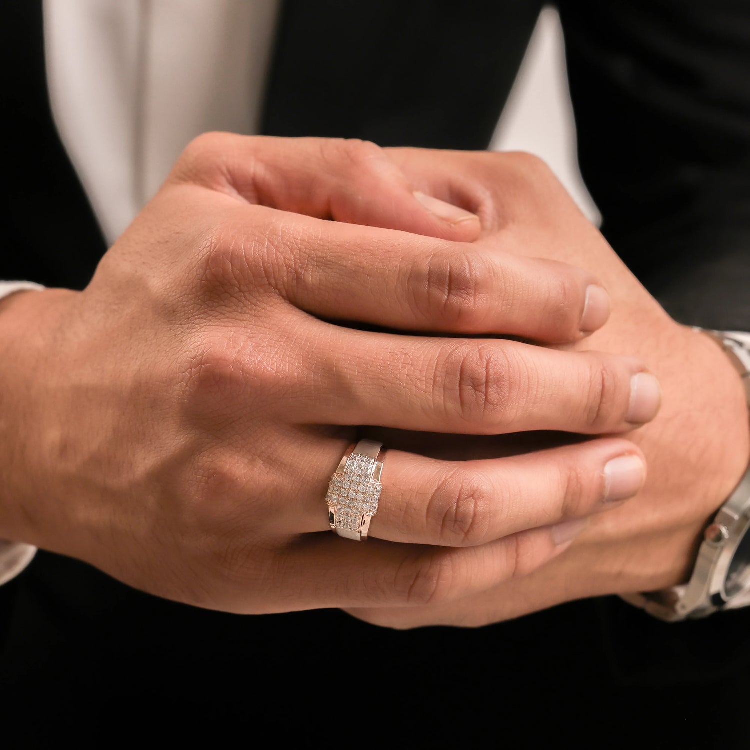 Mens Round Diamond Ring