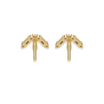 This yellow gold Baguette and Round Diamond Earrings made using baguette and round brilliant-cut diamonds forming a crown like shape and securely set in prong setting in back view