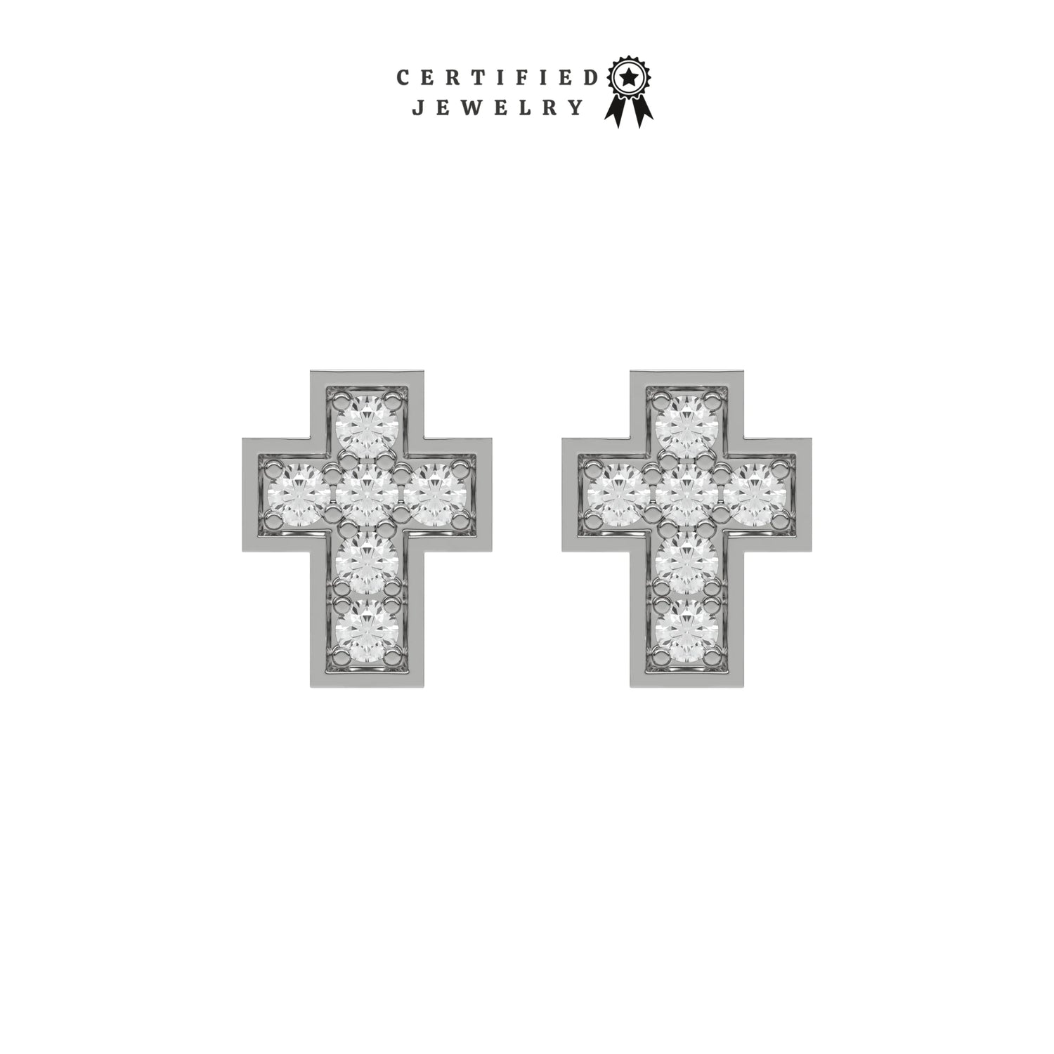 0.36 CT Natural Diamond Mini Cross Stud Earrings