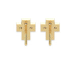 This yellow gold Mini Cross Diamond Studs made with small round brilliant-cut diamonds and set closely together in micro pave setting in back view