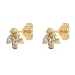 10K Yellow Gold Diamond Crown Studs