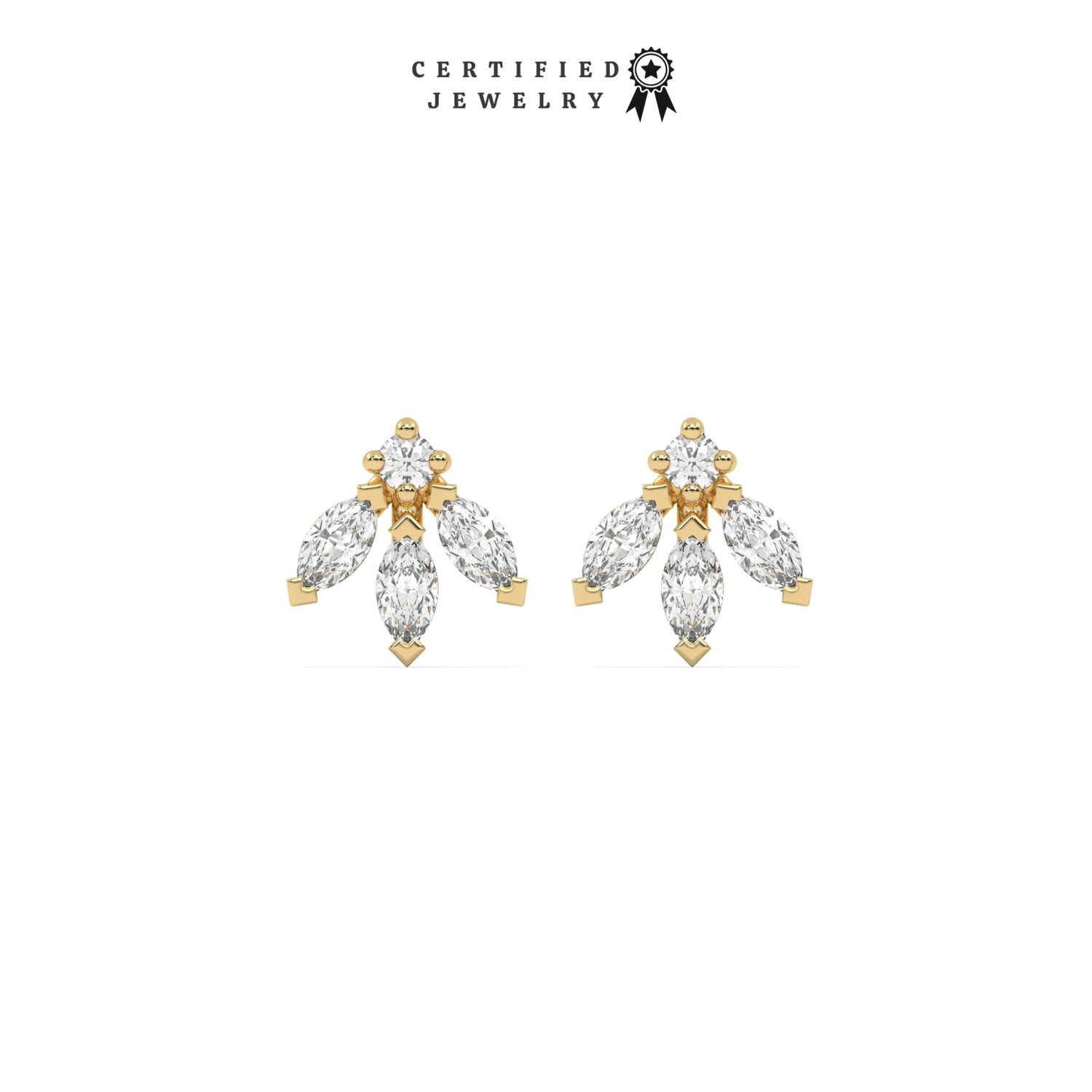 0.16 CT Natural Diamond Mini Crown Earrings