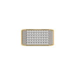 This yellow gold multi-row diamond ring featuring multiple rows of round brilliant-cut diamonds expertly set in a secure four-prong setting in top view