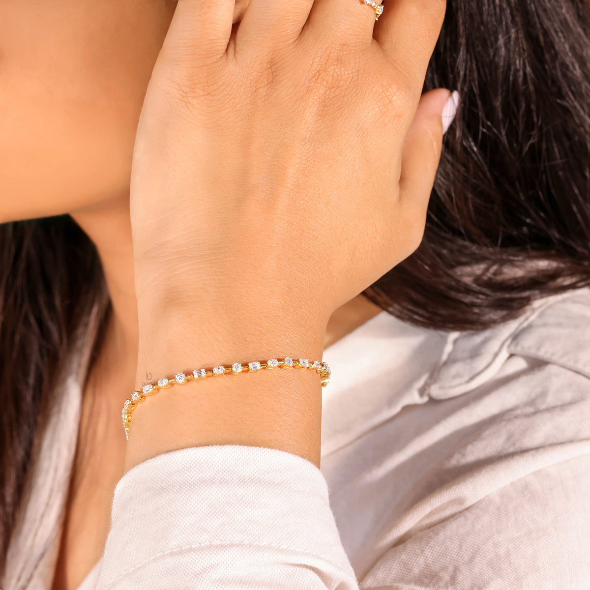 Multi-Shape East-West Lab Diamond Tennis Bracelet