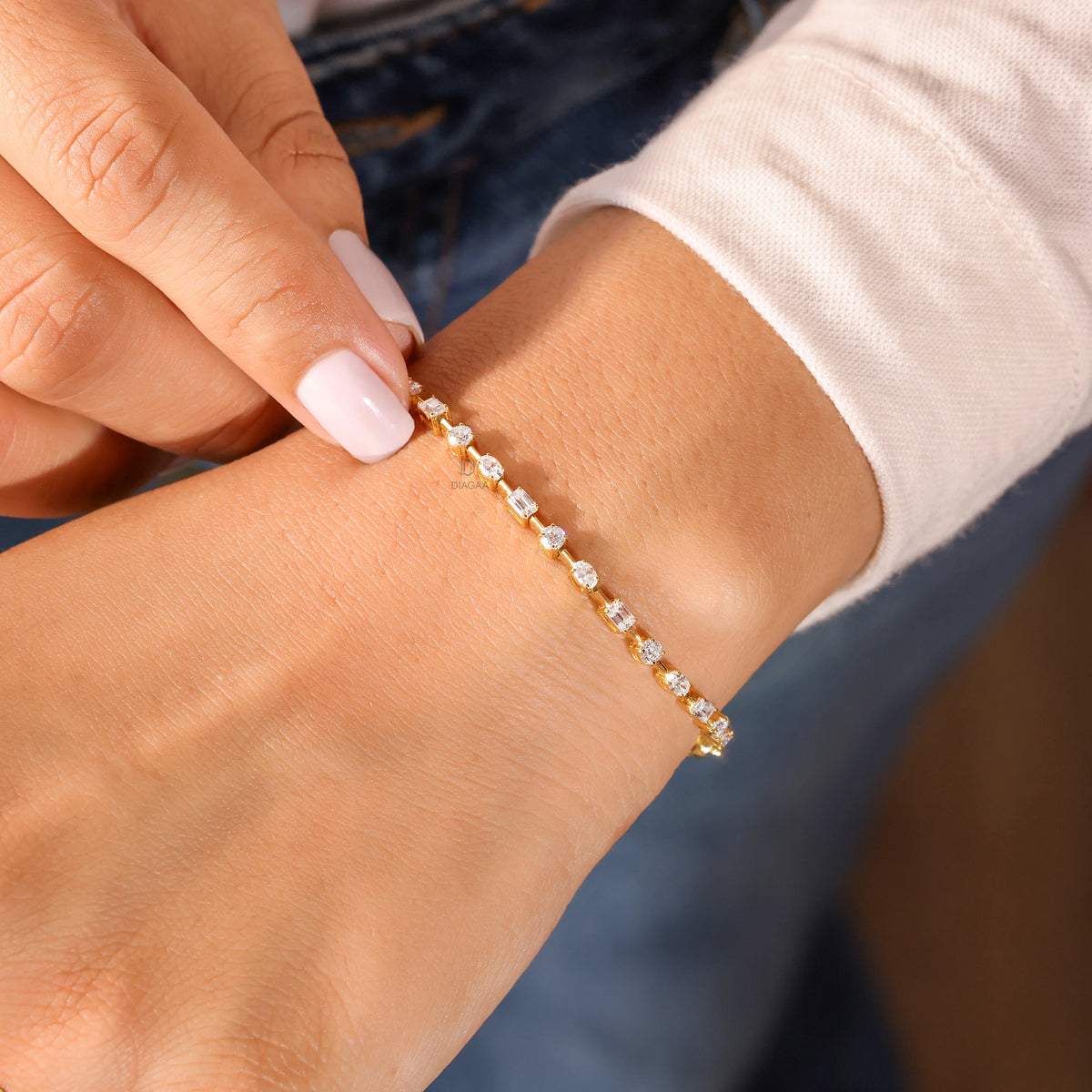 Multi-Shape Natural Diamond Tennis Bracelet