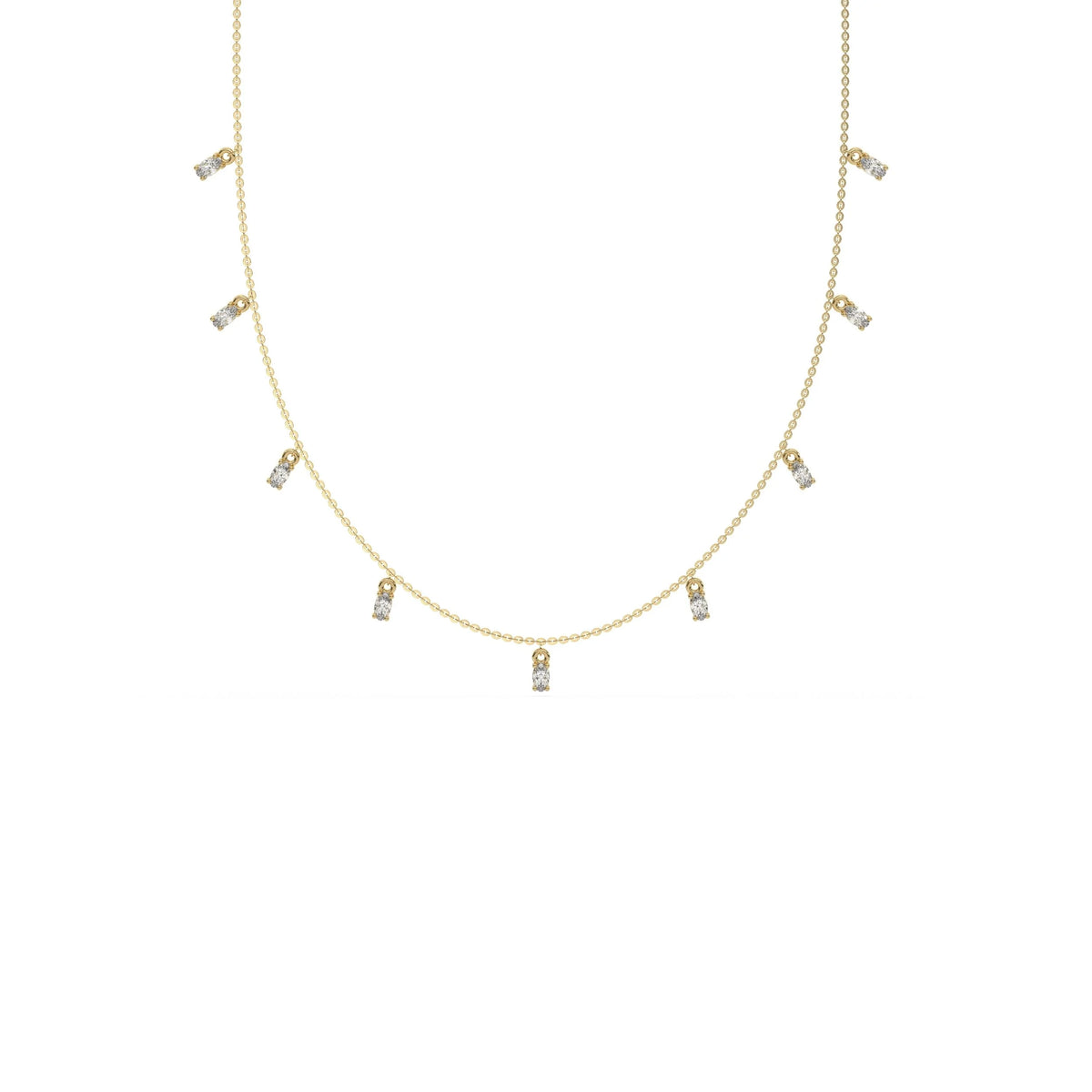 0.90 CT Nine Lab Grown Oval Cut Diamond Dangle Necklace