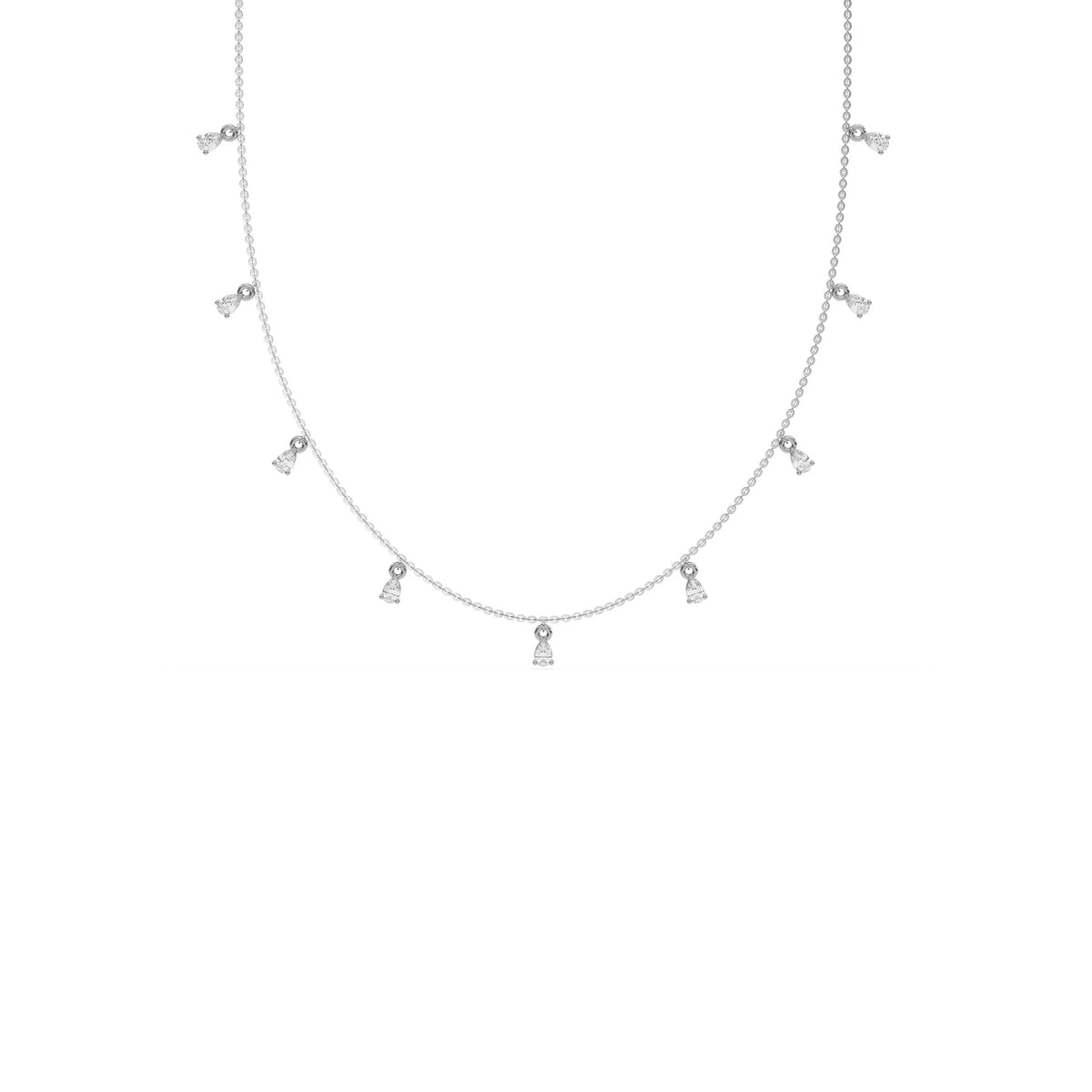 0.90 CT Natural Nine Pear Shape Dangling Diamond Necklace
