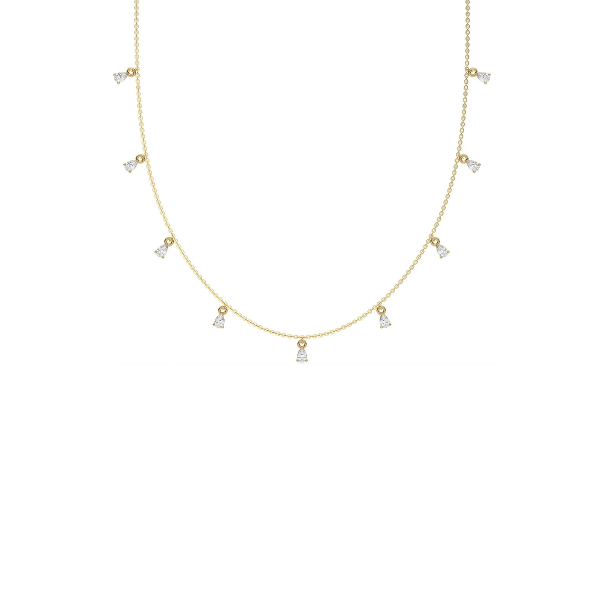 0.90 CT Lab Grown Nine Pear Diamond Dangle Necklace For Women