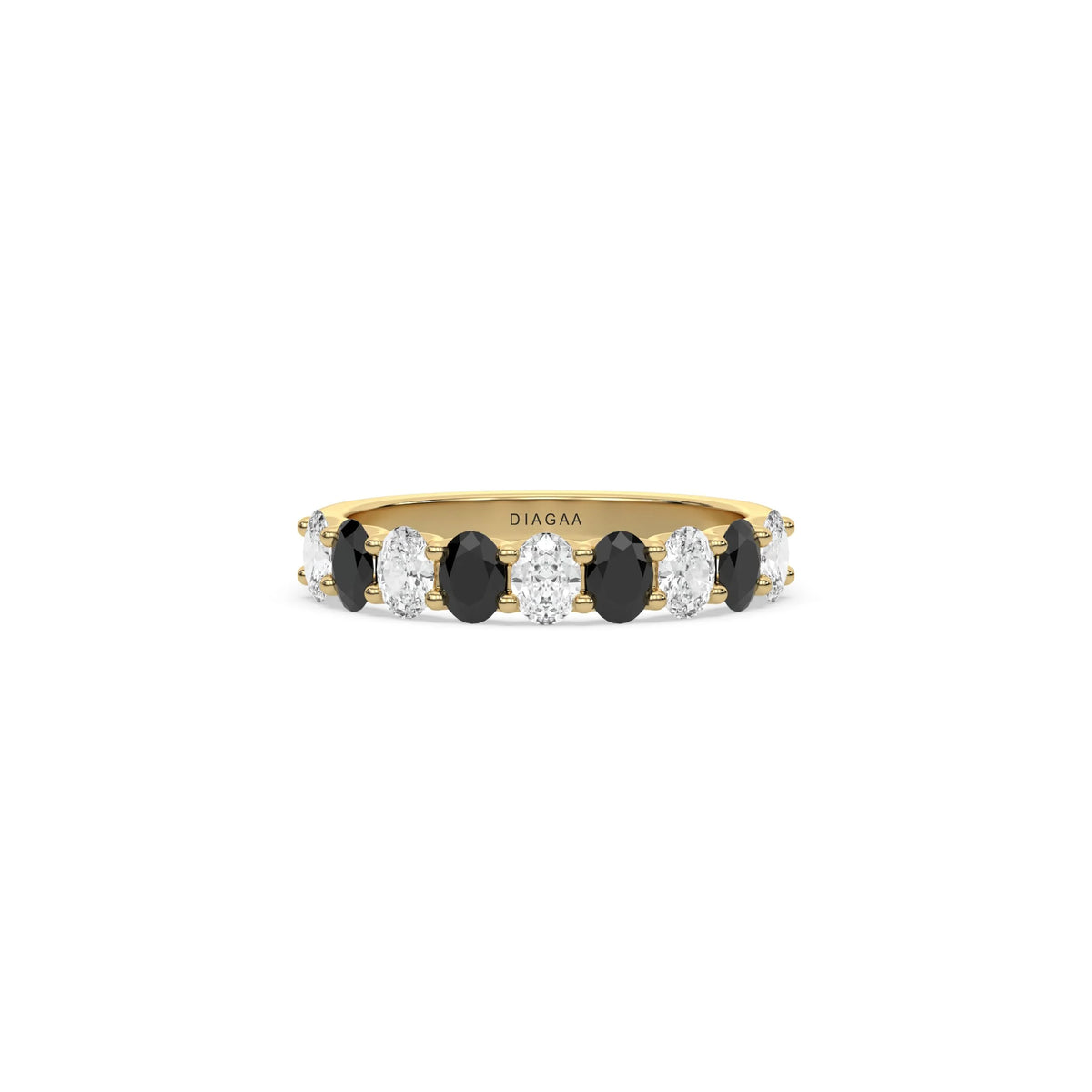 14K Yellow Gold Half Black and White Eternity Ring