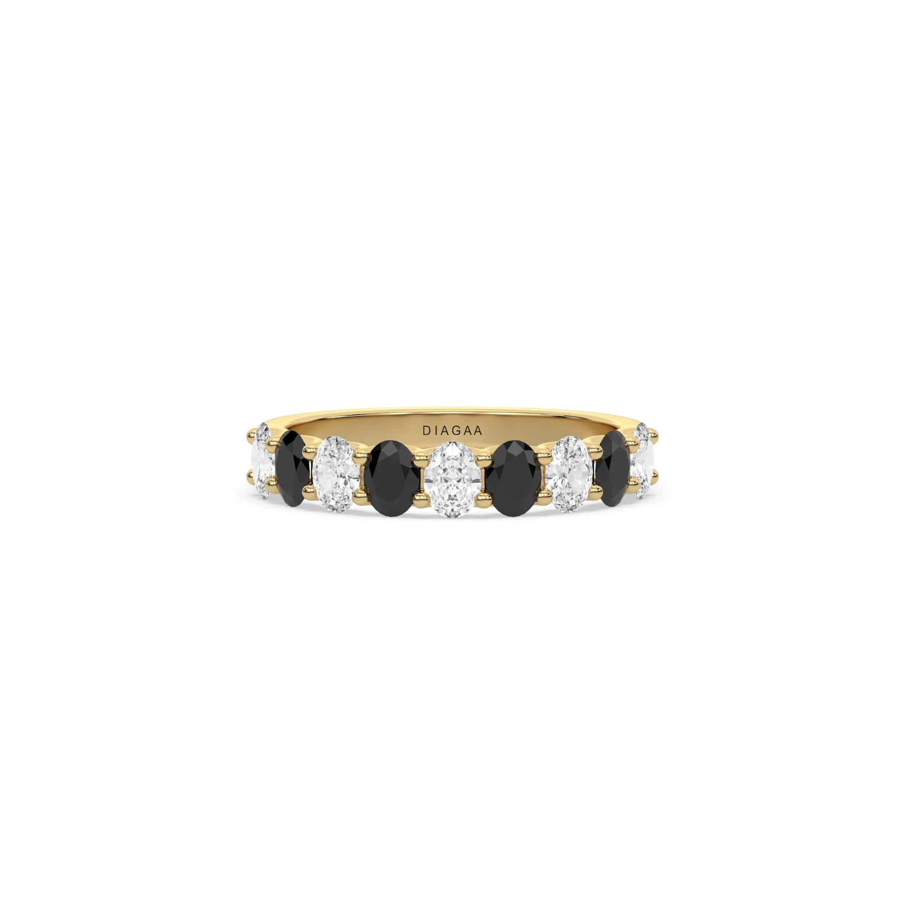 14K Yellow Gold Half Black and White Eternity Ring
