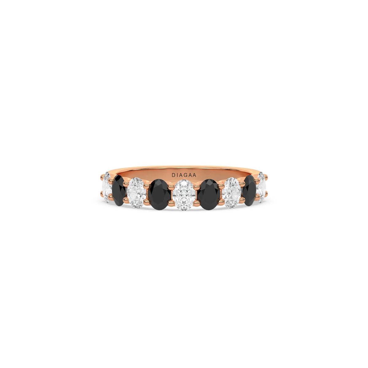 18K Rose Gold Half Black and White Half Eternity Ring