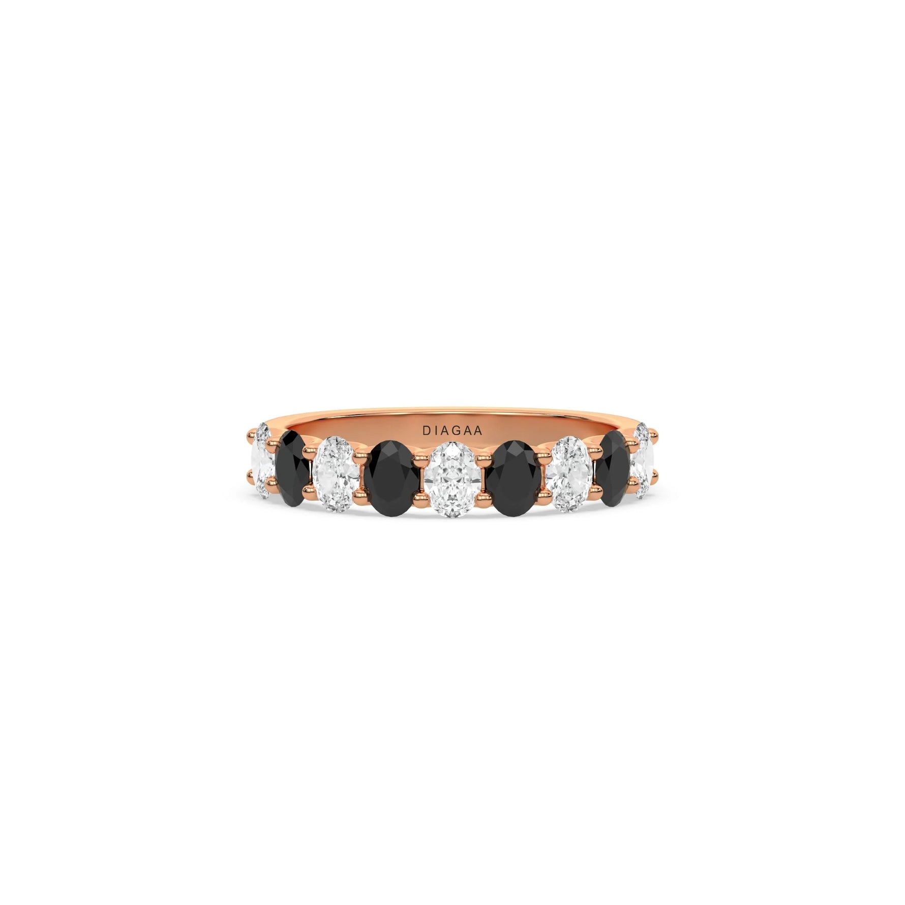 18K Rose Gold Half Black and White Half Eternity Ring