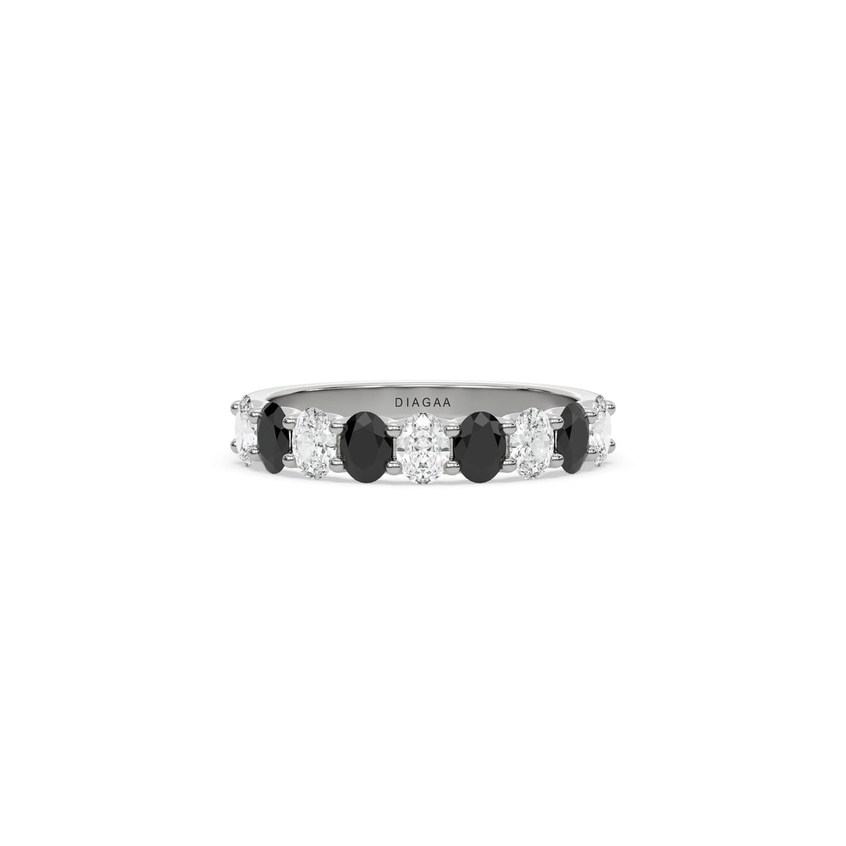 14K White Gold Half Black and White Eternity Ring