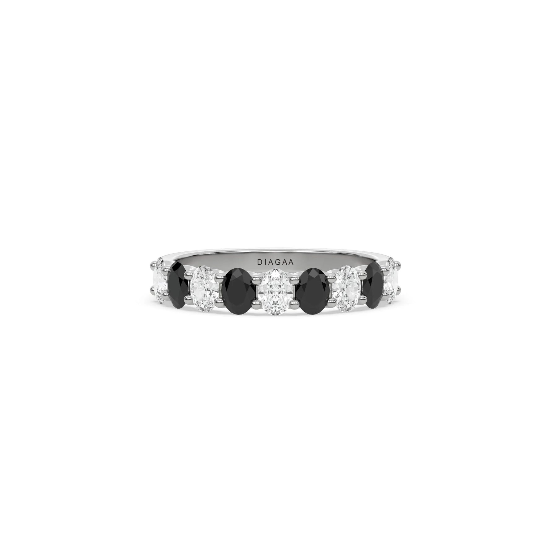 14K White Gold Half Black and White Eternity Ring