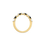 14K Yellow Gold Prong Setting Black and White Half Eternity Ring