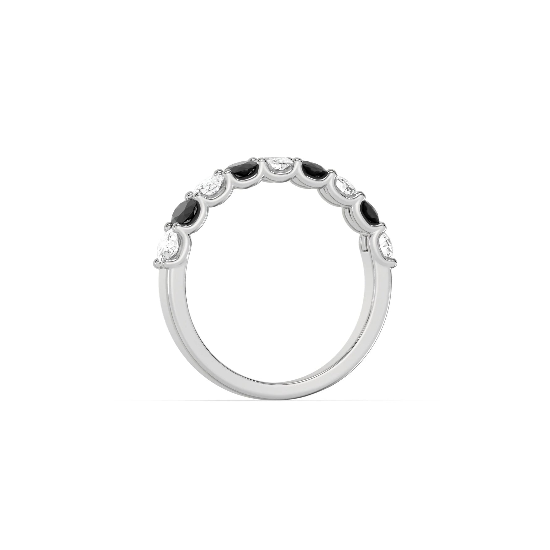 10K White Gold Black and White Eternity Ring