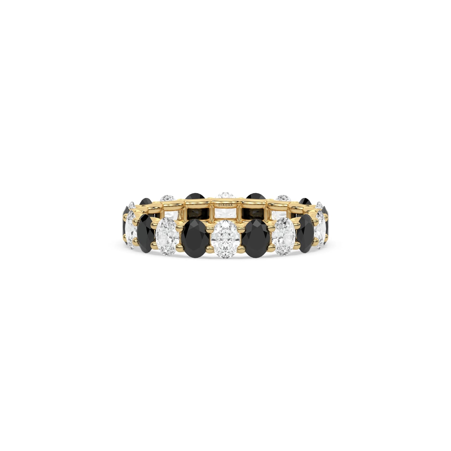 14K Yellow Gold Oval Diamond Half and Half Full Eternity Ring