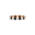 18K Rose Gold Oval Diamond Black and White Full Eternity Ring