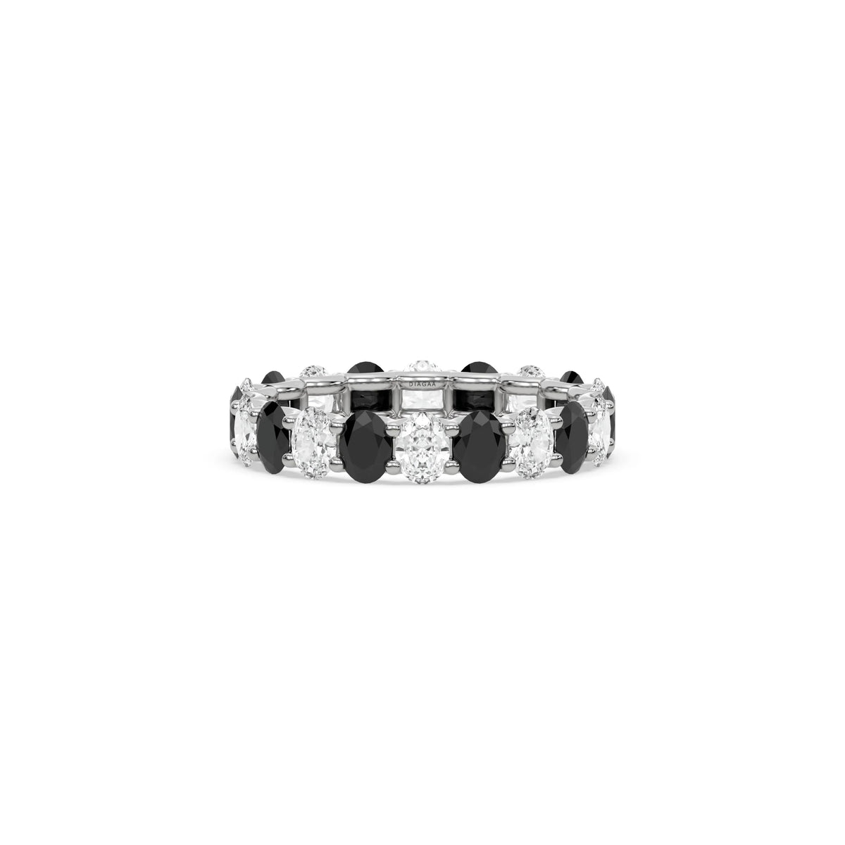 18K White Gold Oval Diamond Half and Half Full Eternity Ring