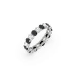 14K White Gold Oval Half Black and Half White Diamond Full Eternity Ring