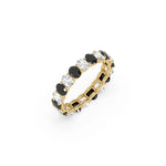 18K Yellow Gold Oval Diamond Half and Half Eternity Ring