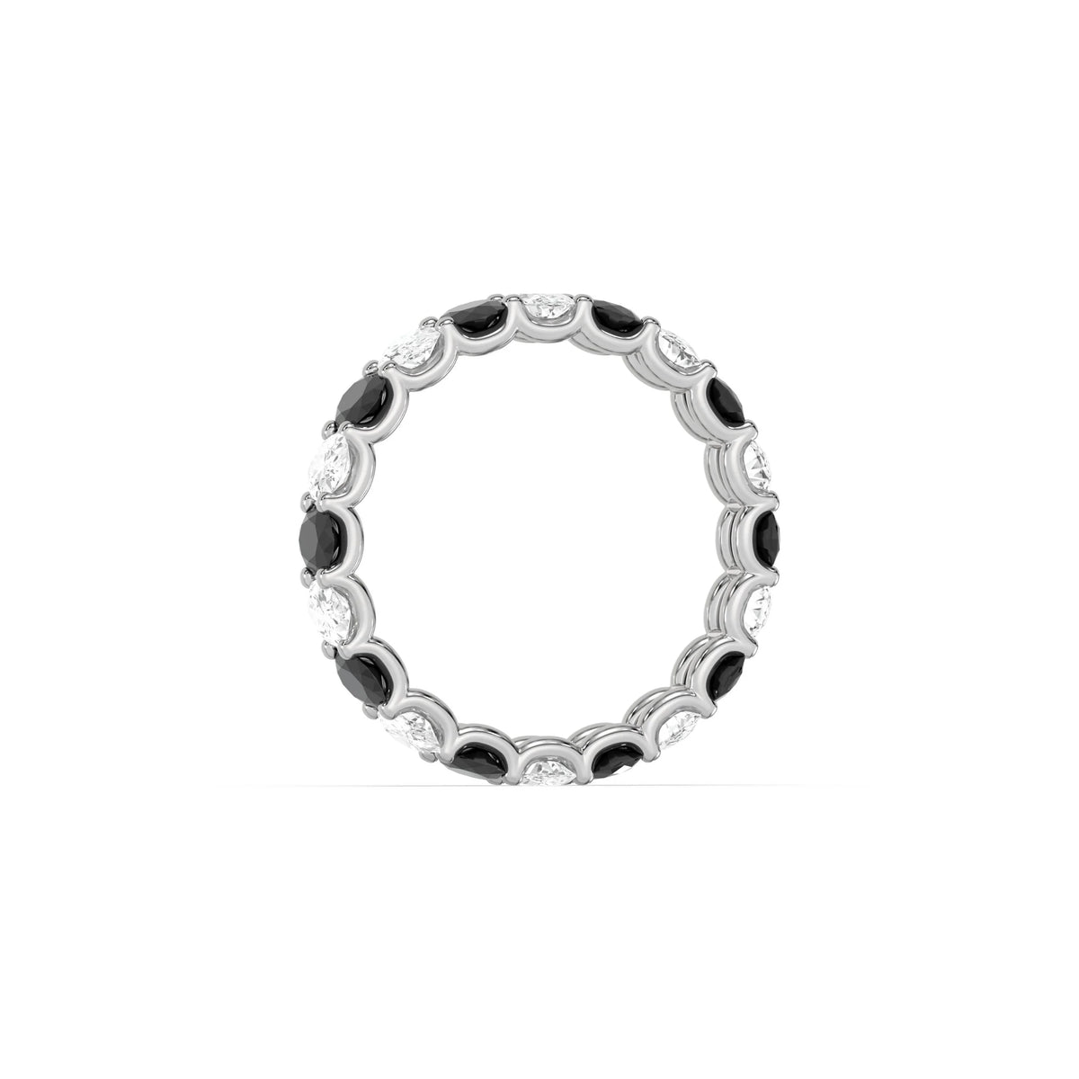 10K White Gold Oval Diamond Half and Half Full Eternity Ring
