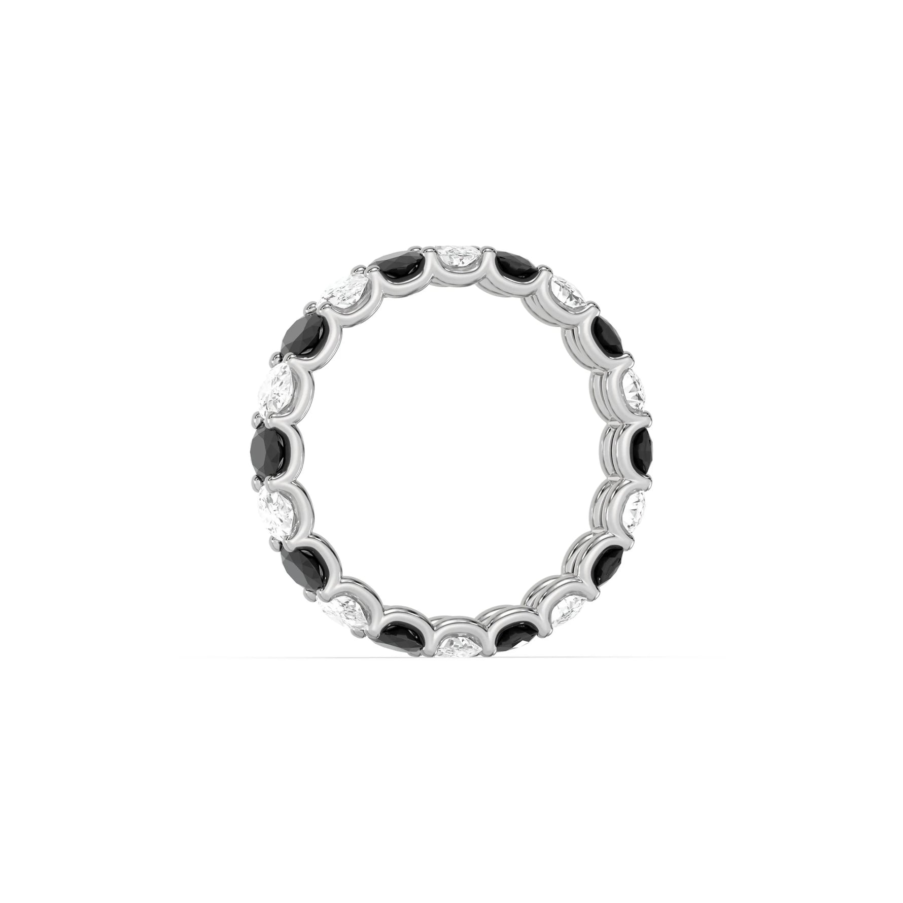 10K White Gold Oval Diamond Half and Half Full Eternity Ring