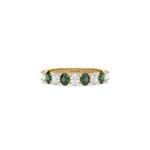14K Yellow Gold Oval Emerald And Diamond Half Eternity Ring
