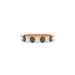 14K Rose Gold Oval Emerald And Diamond Half Eternity Ring