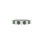 14K White Gold Oval Emerald And Diamond Half Eternity Ring