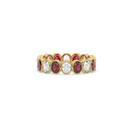 18K Yellow Gold Oval Ruby And Diamond Bezel Setting Full Eternity Ring