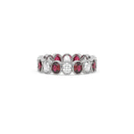 18K White Gold Oval Ruby And Diamond Full Eternity Ring