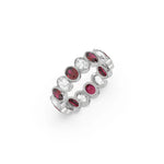 14K White Gold Ruby And Diamond Bezel Setting Full Eternity Ring