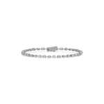 18K White Gold Oval And Emerald Diamond Link Bracelet